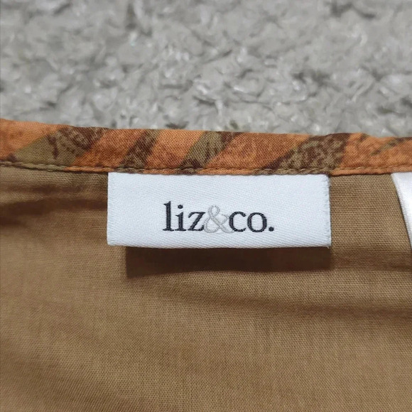 LIZ & CO Rust Brown Geometric Leaf Abstract Fall Skirt 100% Cotton, Lined, 10 - Picture 11 of 13